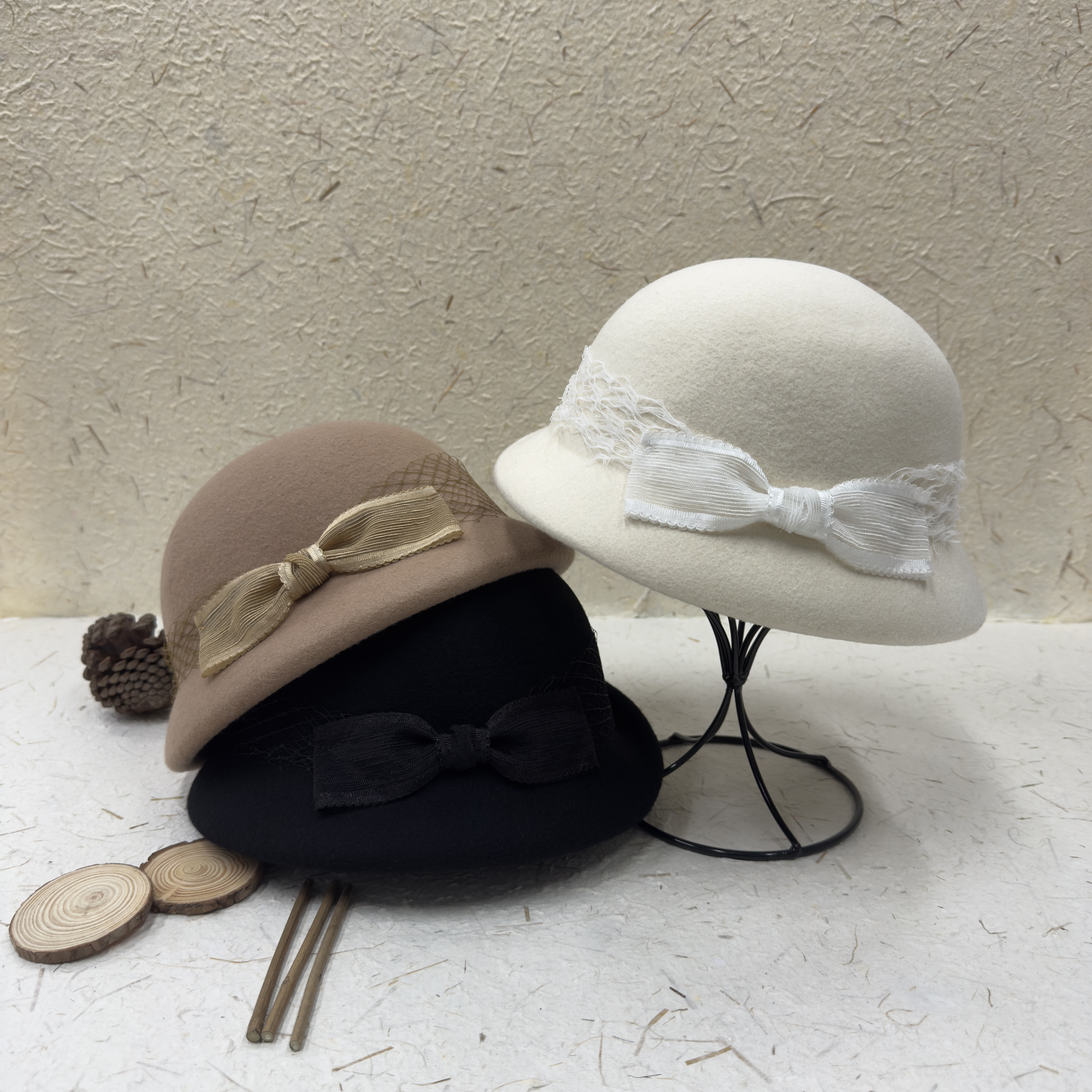 公主帽网纱蝴蝶结帽子头围礼帽休闲秋冬韩版帽子女秋冬爆款时尚