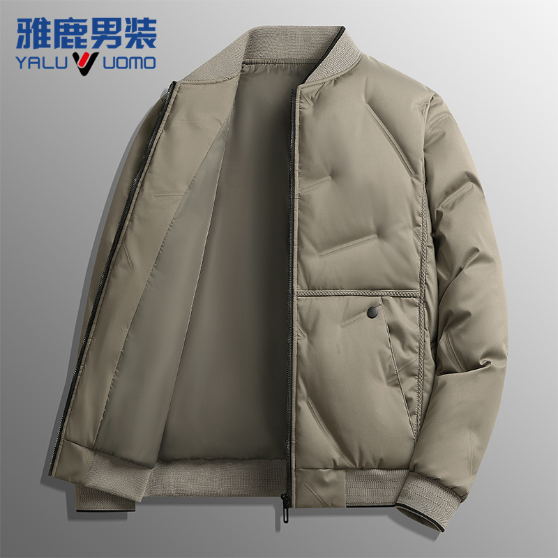 雅鹿男装棉衣男款冬季立领短外套简约时尚休闲保暖大码加厚外套