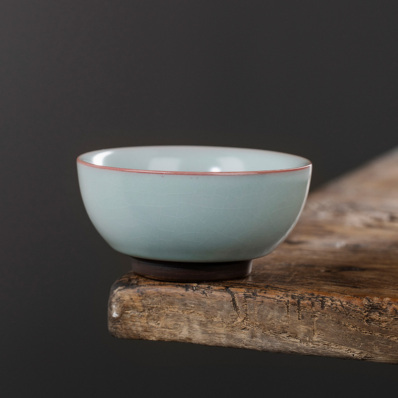 汝窑天青主人杯单杯开片个人专用茶杯陶瓷品茗杯功夫茶具茶盏家用