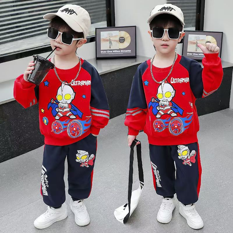 奥特曼卫衣卫裤套装2025新款男童休闲春秋装儿童装长袖长裤两件套