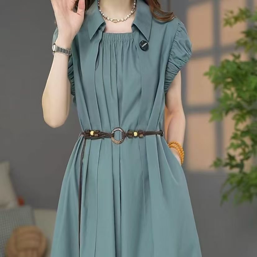 高档时尚优雅气质简约礼服裙2025夏季新款遮肚子减龄显瘦连衣裙女