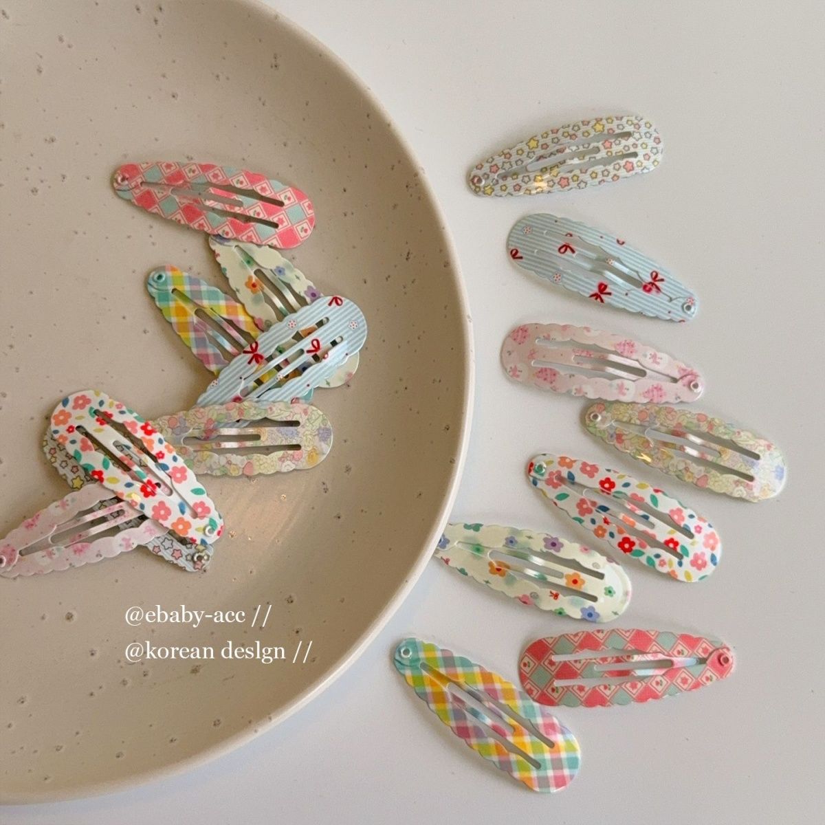 新款可爱甜美女童BB夹彩色小碎花印花夹侧边碎发刘海夹前额发夹