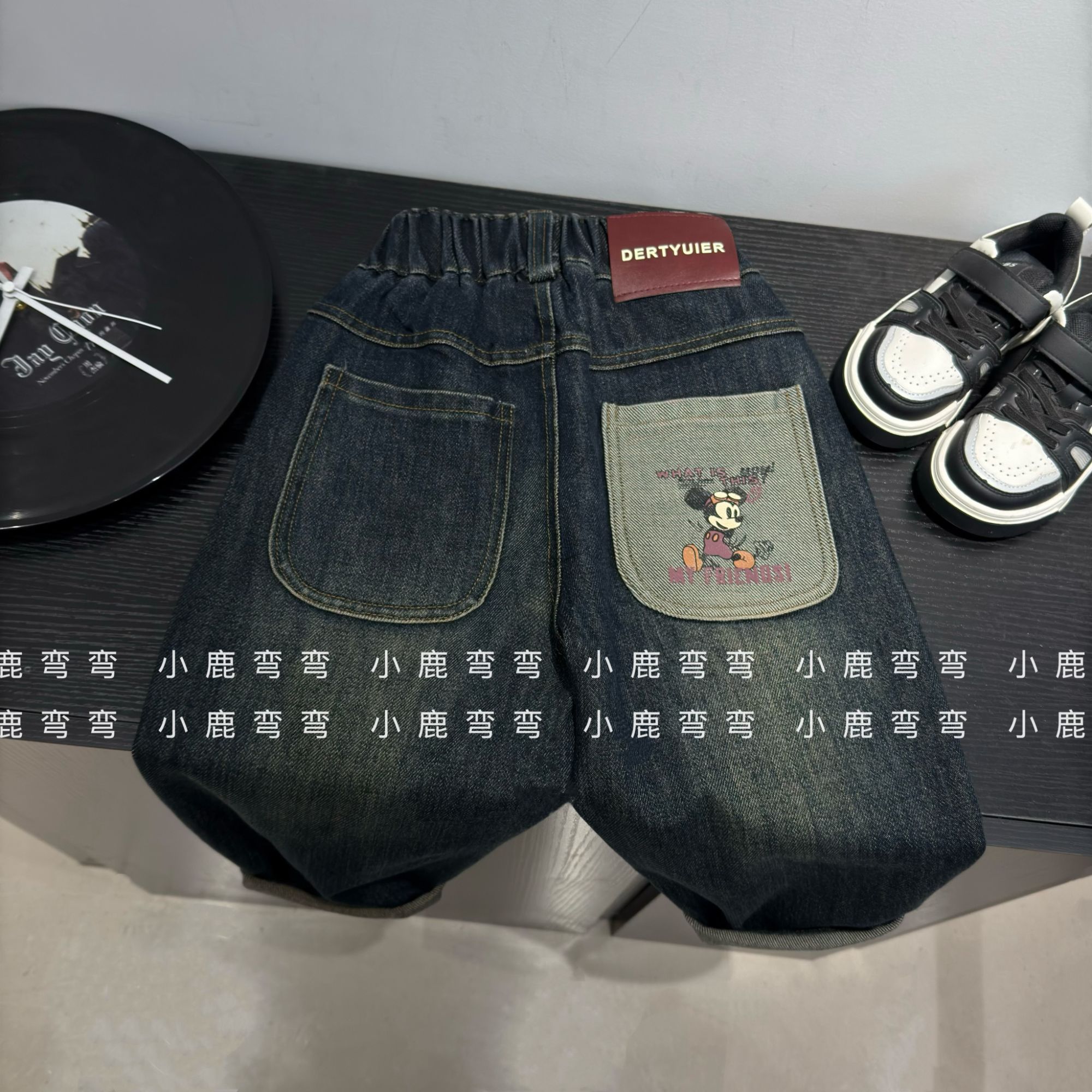 【加绒/不加绒】2025年秋冬款后袋墨镜米奇儿童牛仔裤801