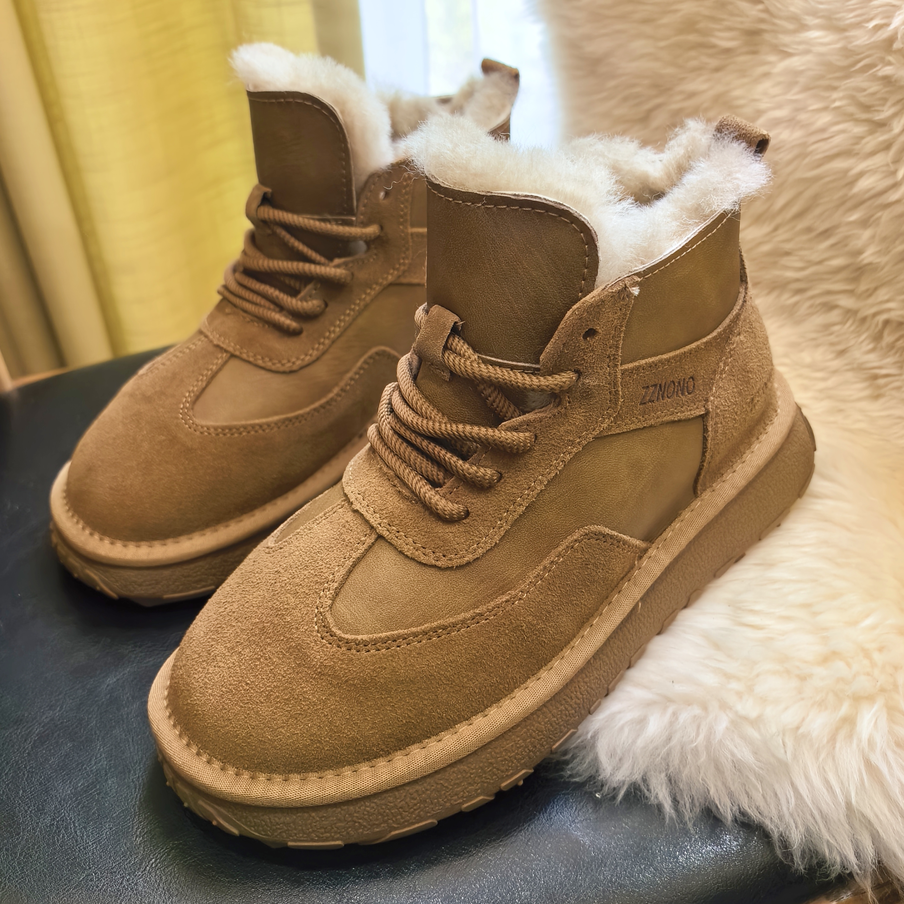 牛皮羊毛保暖高帮时尚雪地靴加绒男士潮流马丁靴冬季雪地靴ZZ855