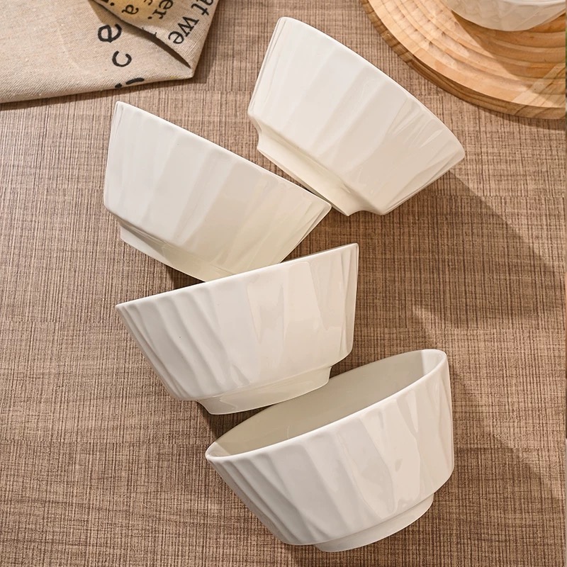 【佰陶匠】10只4.5英寸纯白琉璃碗家用陶瓷餐具米饭碗网红款小碗