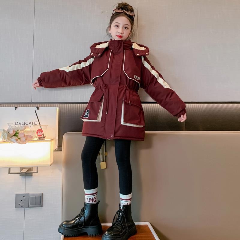 2025女童冬季外套新款中大童洋气棉衣加绒加厚女孩派克服冲锋衣潮