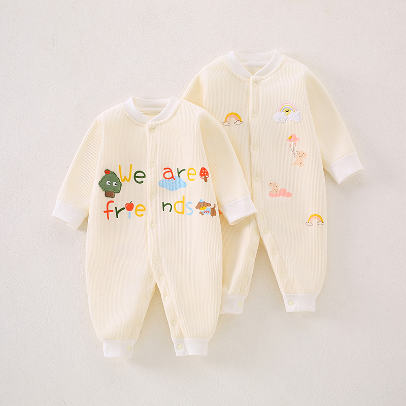 婴儿加绒连体衣秋冬装加厚男女宝宝哈衣睡衣新生儿保暖衣服内穿