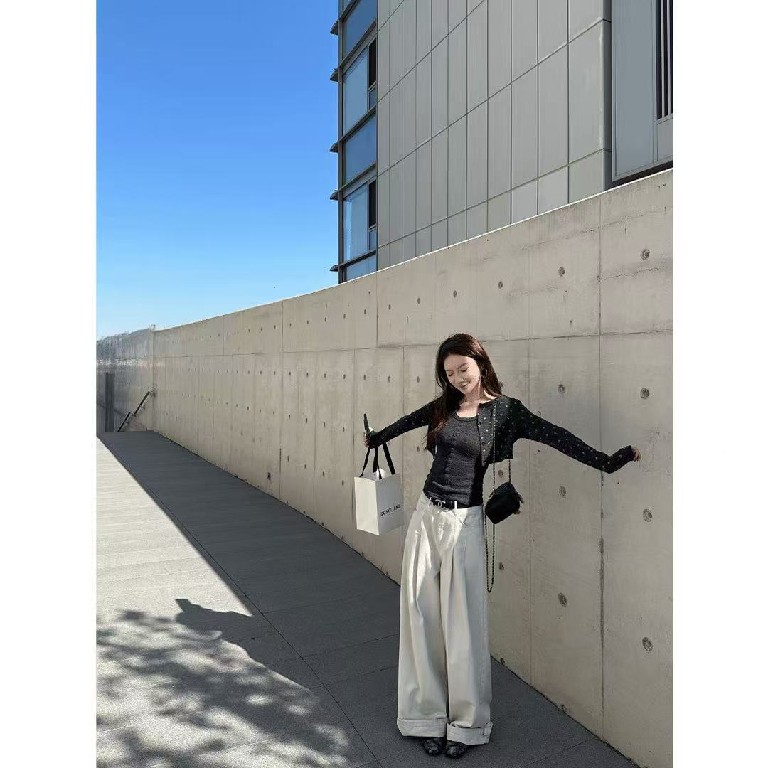 秋季新款碎花短款针织衫背心两件套B1772