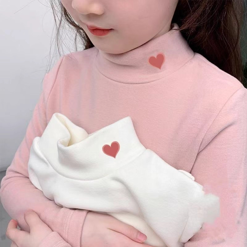 儿童德绒半高领打底衫秋冬中大童加厚长袖T恤女童内搭保暖上衣服