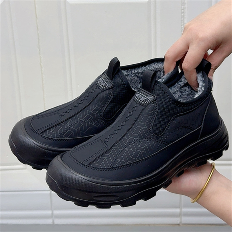 冬季新款老北京棉鞋加绒加厚一脚蹬爸爸鞋轻便舒适男士休闲鞋