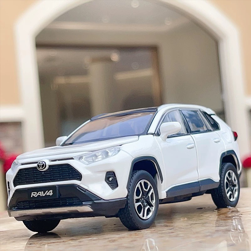 JKM 1/32丰田RAV4荣放合金车模声光转向减震模型男孩玩具汽车礼品