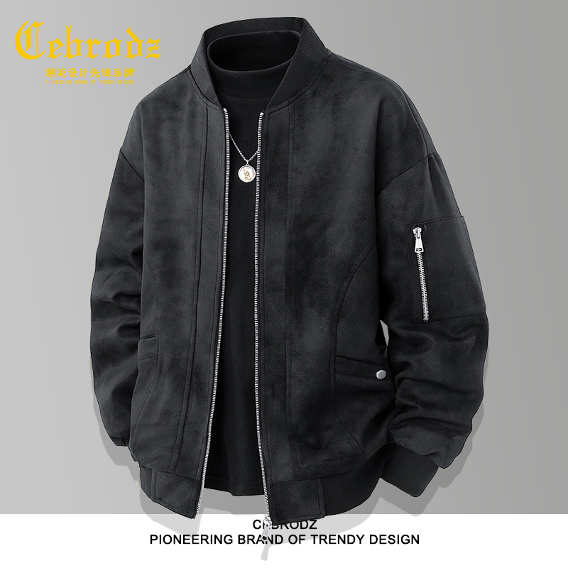 法国Cebrodz复古商务外套男士秋冬季潮牌防风宽松休闲工装夹克