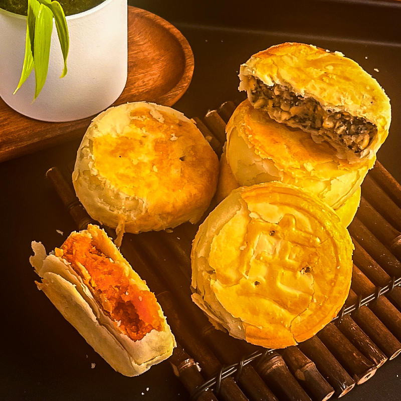 【庄里人】黄庄月饼蛋黄馅/红豆馅 420g/包 4块装