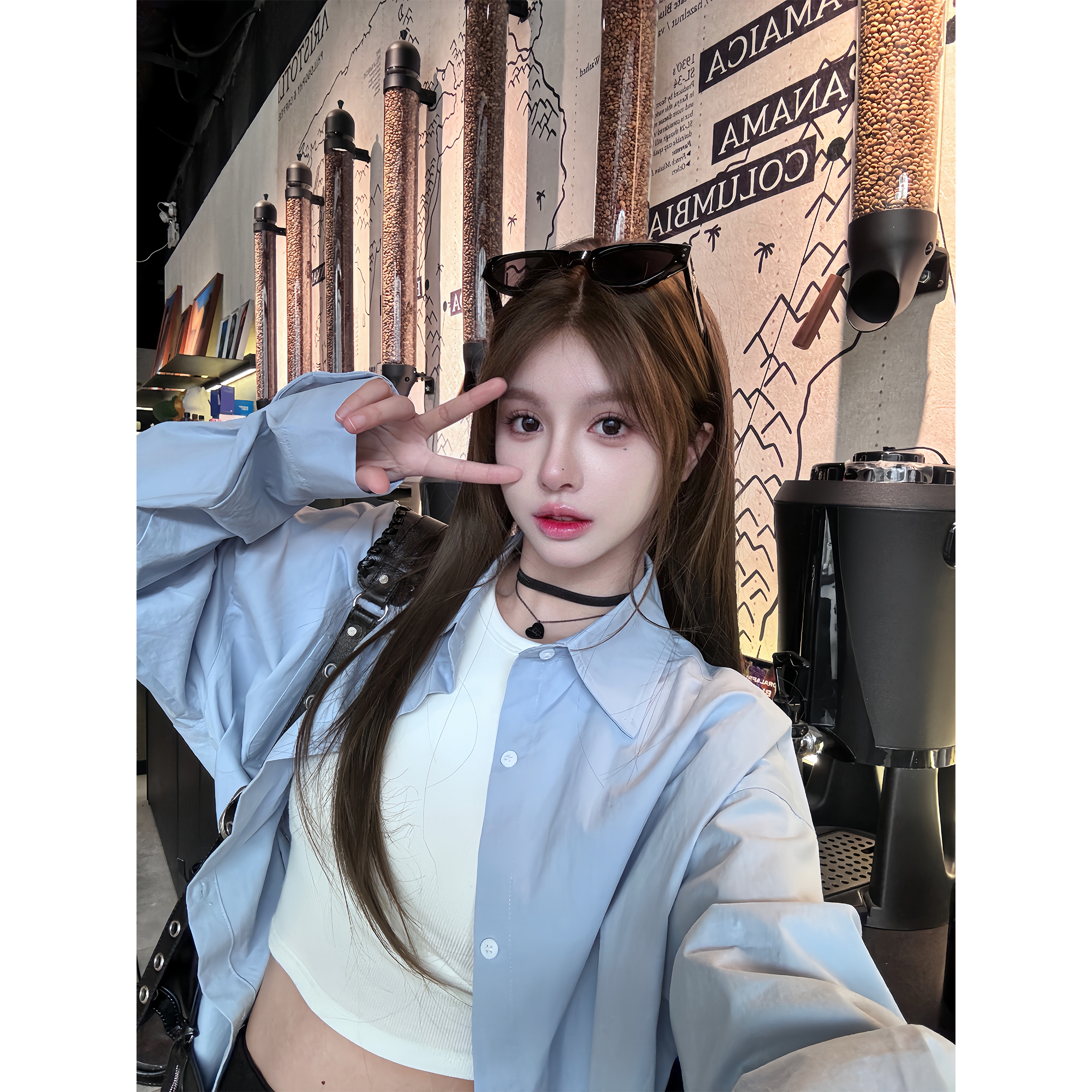 ANDEARDI休闲纯色衬衫百搭宽松上衣