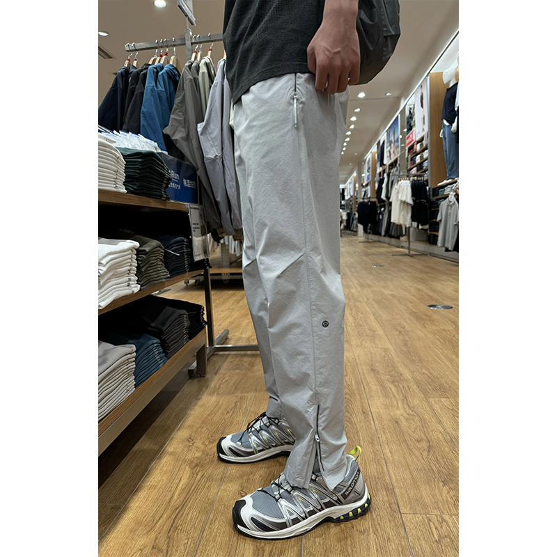 白色侧边拉链硬壳冲锋裤男夏季薄款高级感冰丝速干裤子户外登山裤