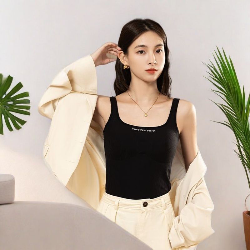 超好看绝美2025春夏生姜背心女士发热无痕新款内衣胸垫打底女
