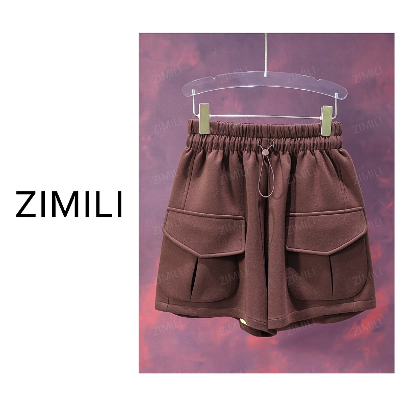 【亮哥女装】2025欧版小众设计师深咖色抽绳高克重休闲短裤9778-H6