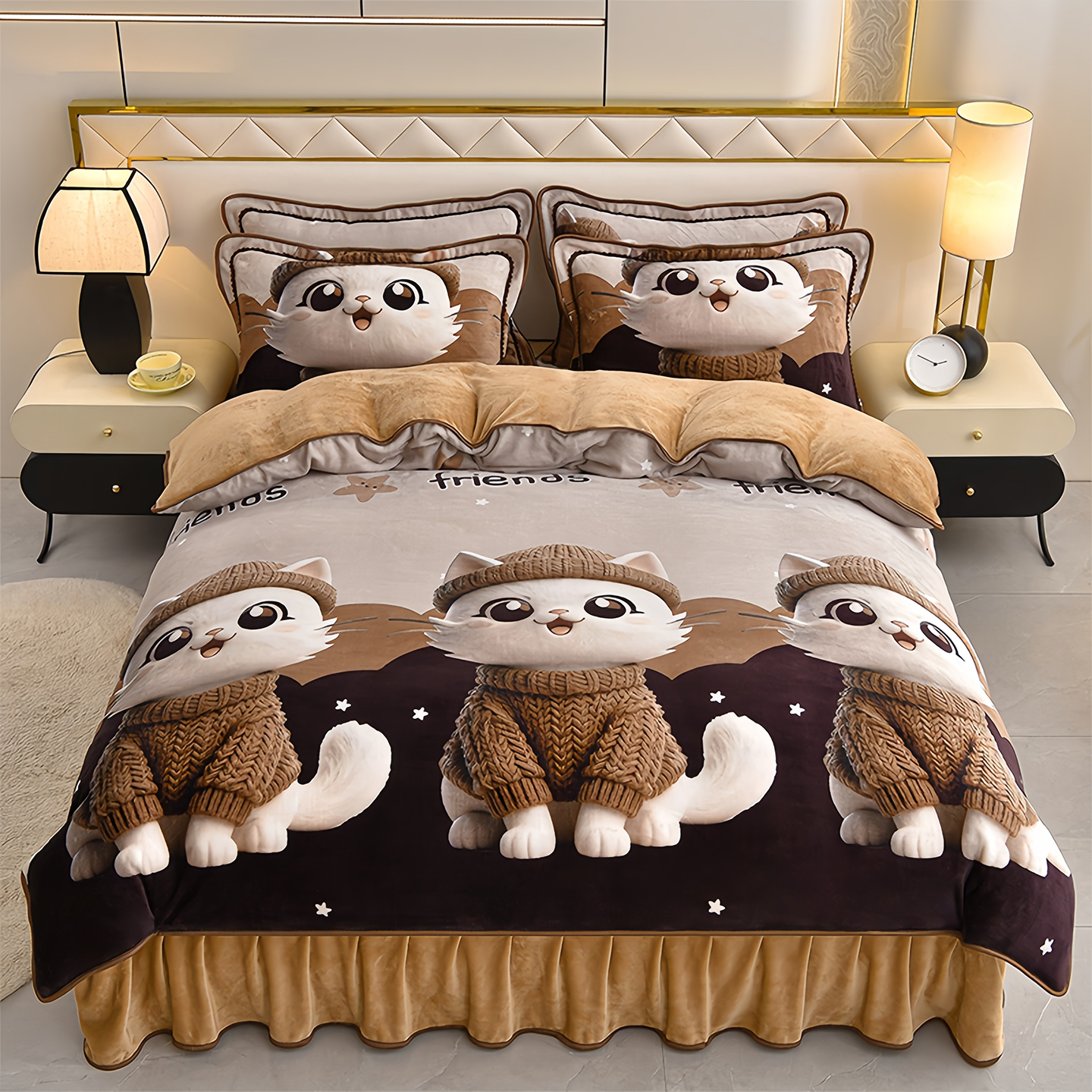 高克重牛奶绒床上四件套珊瑚绒加绒被套床单保暖套件双面绒秋冬季