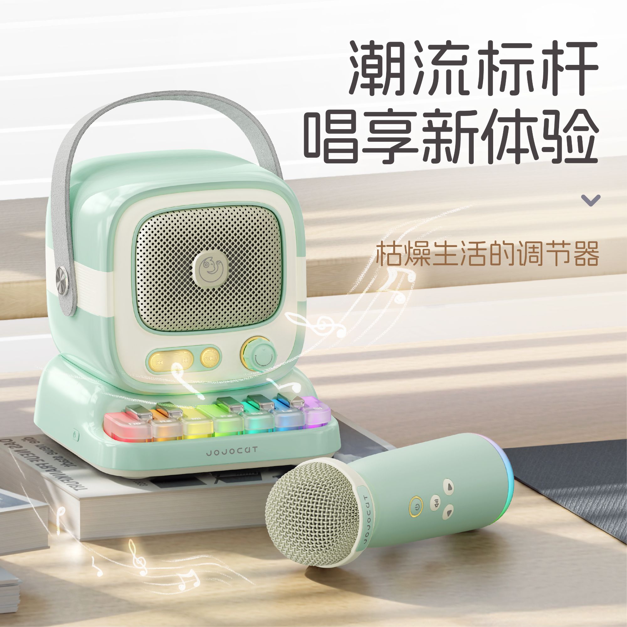 JOJOCAT钢琴炫彩k歌蓝牙音箱马卡龙唱歌钢琴一体神器生日送礼情侣