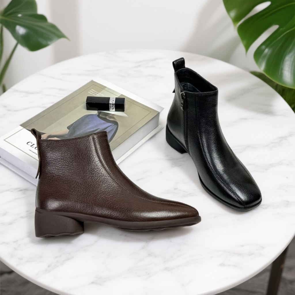 低跟秋冬时装靴时尚休闲百搭复古粗跟潮流英伦风方头舒适1116