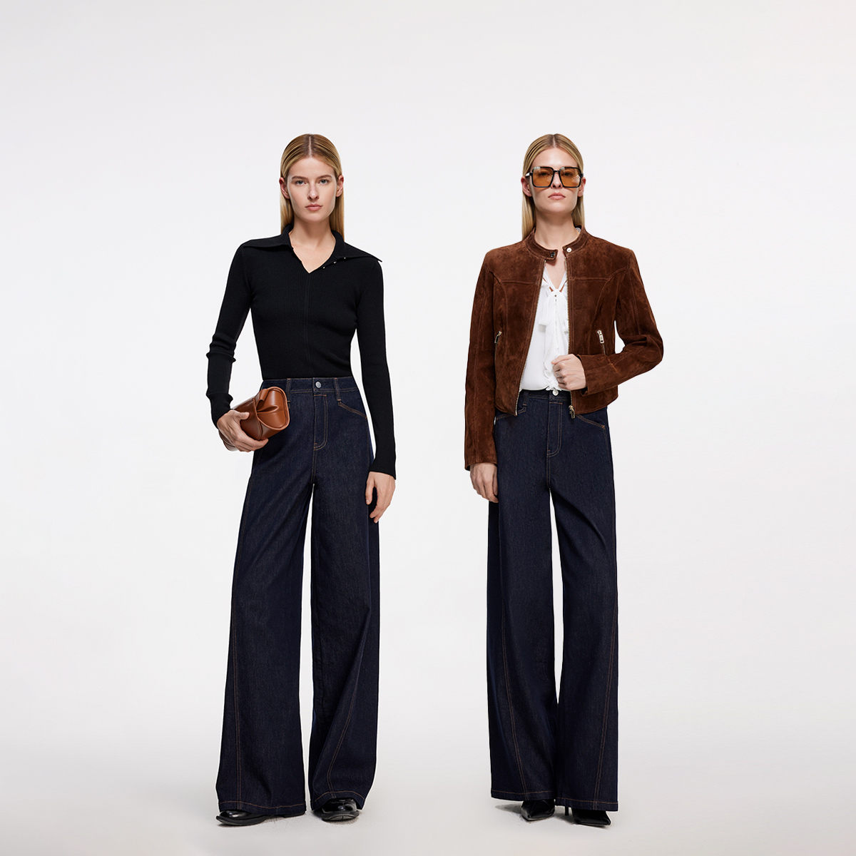 ONLY秋季复古气质原色高腰宽松直筒裤牛仔裤女休闲百搭|126132128