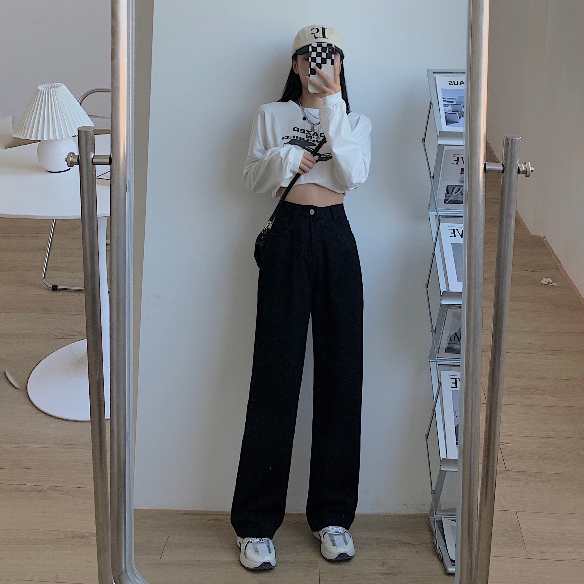 胖mm大码女装高腰显瘦牛仔裤女2025早秋新款美式宽松直筒显瘦垂感