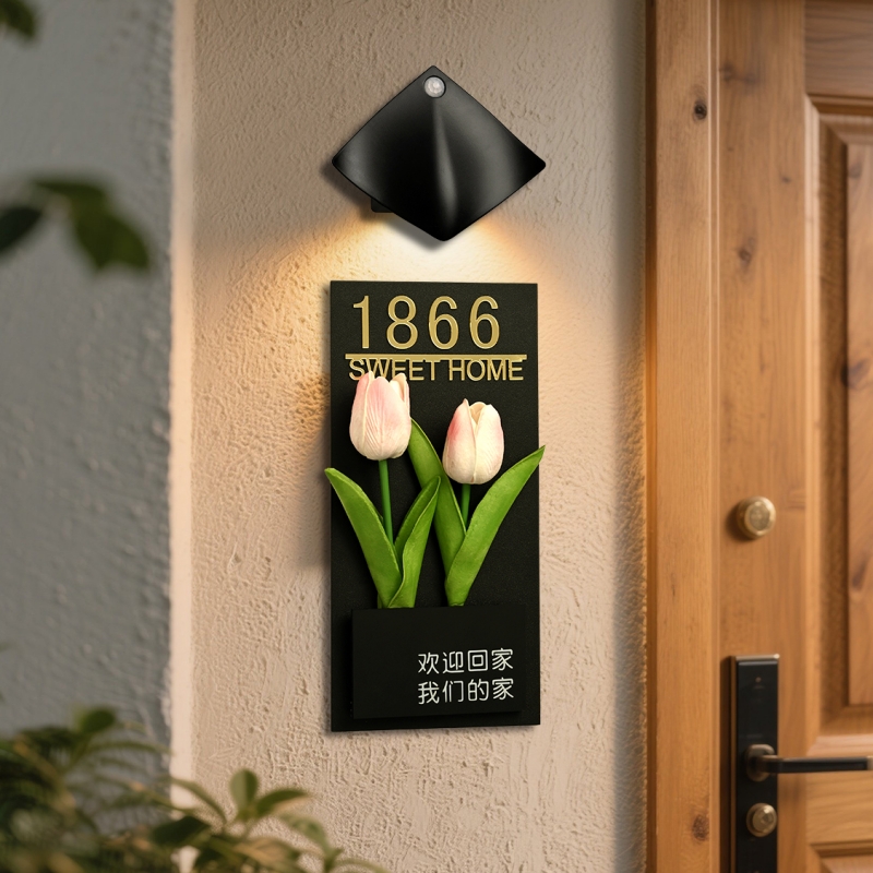 创意插花门牌号新款家用入户门欢迎回家乔迁新居入户门高级轻奢