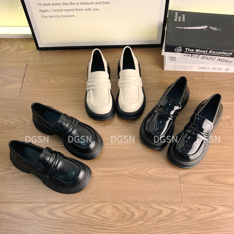 【德歌诗妮】厚底乐福鞋女2025新款春秋百搭休闲单鞋英伦风jk小皮鞋