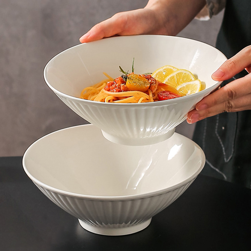 日式面碗家用2025新款大号斗笠碗陶瓷餐具纯白螺蛳粉泡面碗汤碗