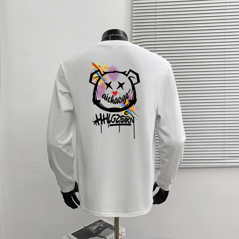 特大码300斤oversize春秋季穿搭长袖T恤男百搭青年高级感圆领上衣