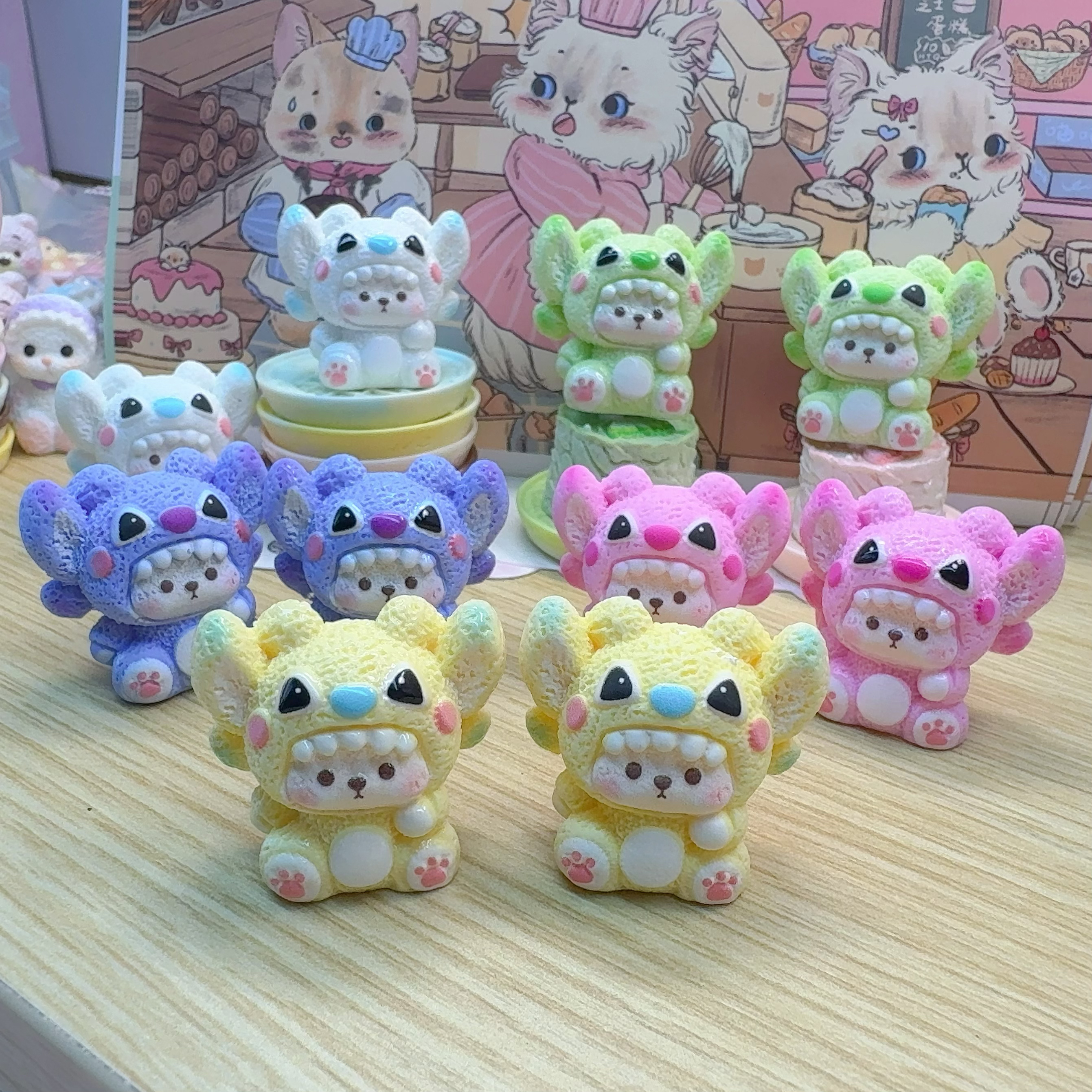 新色【安琪小熊女孩】丸子家定制diy树脂史迪仔系列小鼻嘎小号玩具