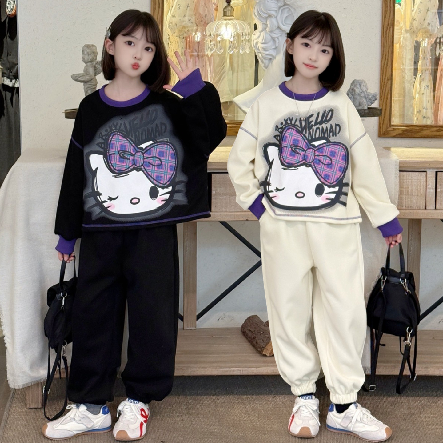 女童春秋套装2025新款儿童洋气时髦中大童网红炸街休闲裤秋装
