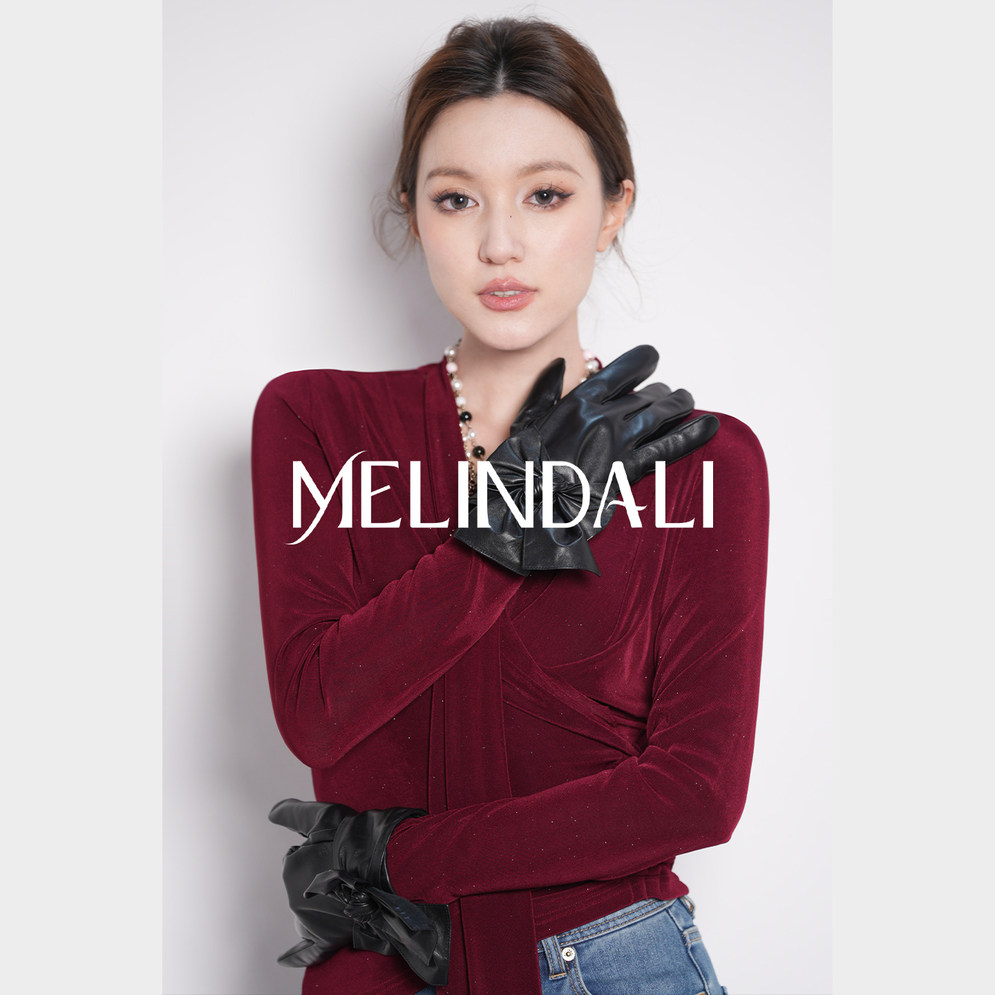 Melinda Li【指间优雅】法式绵羊皮加绒防风保暖蝴蝶结小羊皮手套