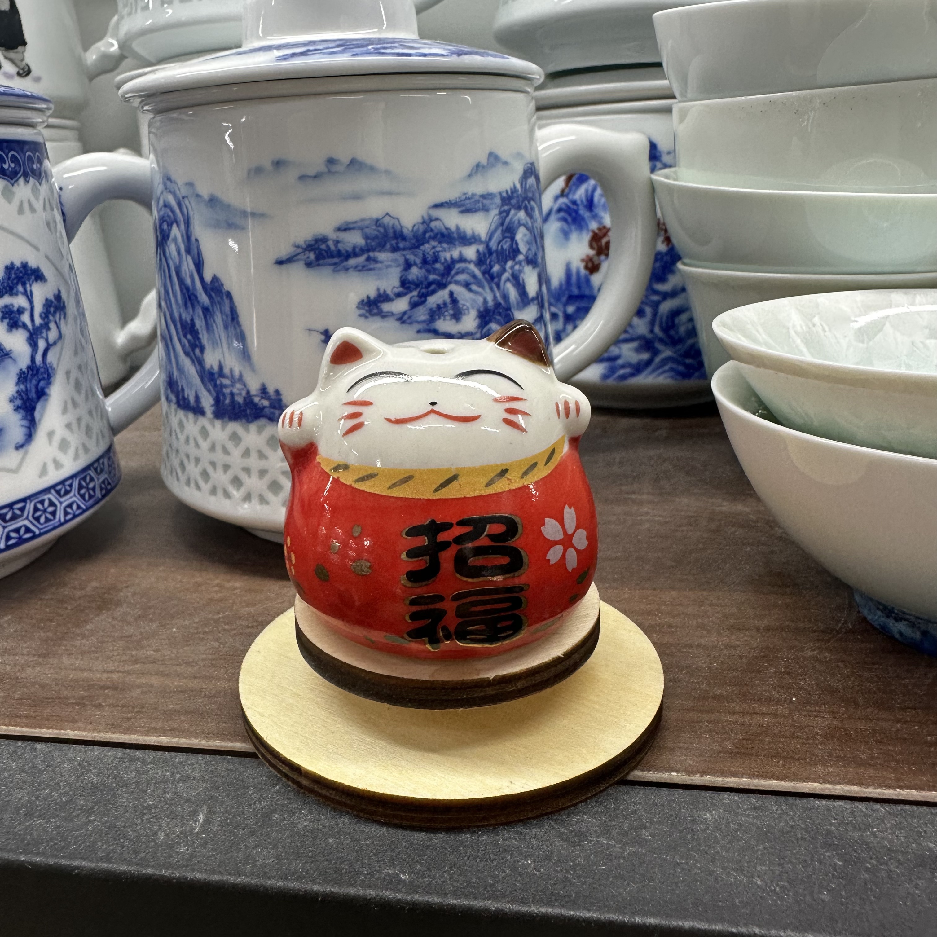 招财猫2个可旋转红色财运滚滚来景德镇专属小礼物小蔡一碟