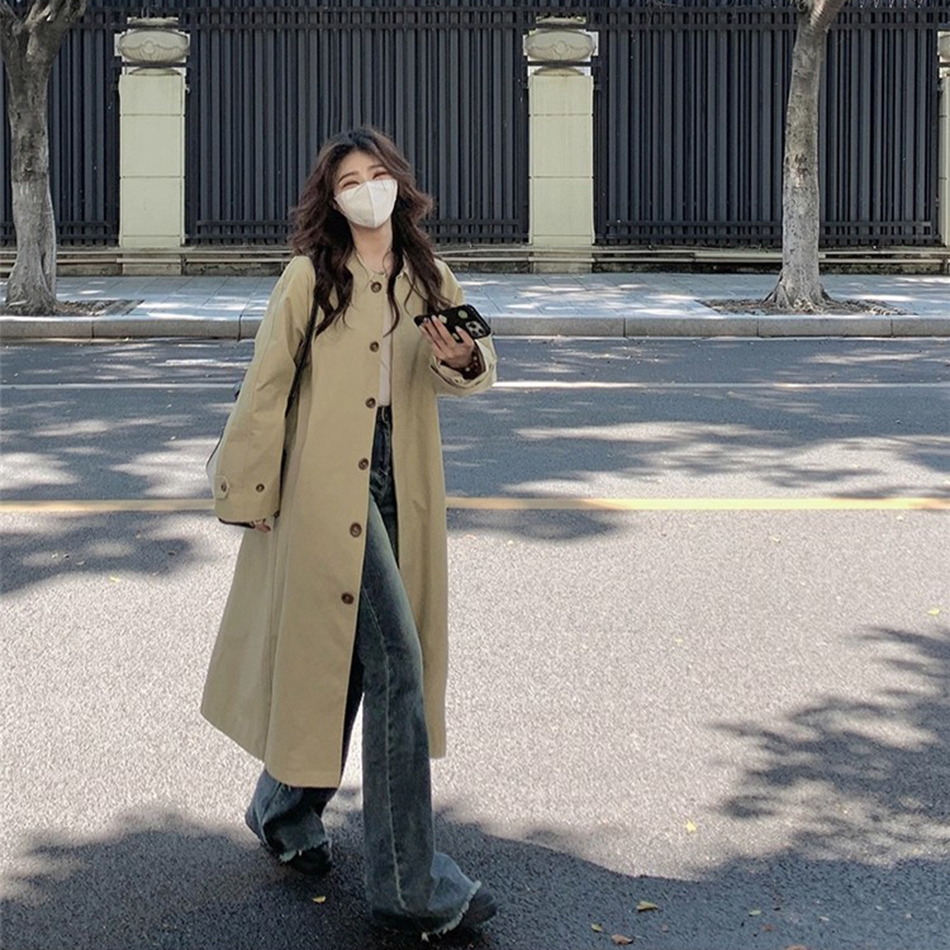 2025春秋中长款复古英伦风衣女网红赫本风小个子学生西装外套潮