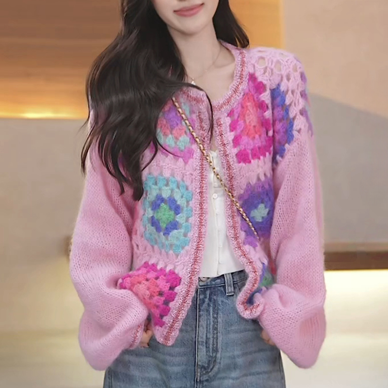 镂空多巴胺时髦洋气减龄针织衫2025秋新款小众炸街高级感女装外套