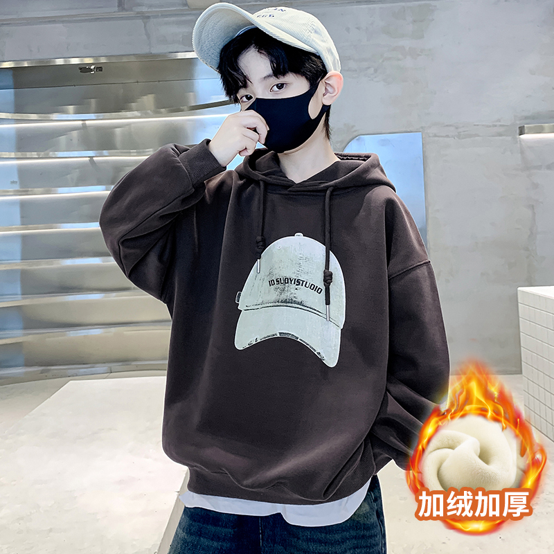 儿童装男童卫衣秋冬款2025新款男孩秋装痞帅上衣中大童秋季加绒潮