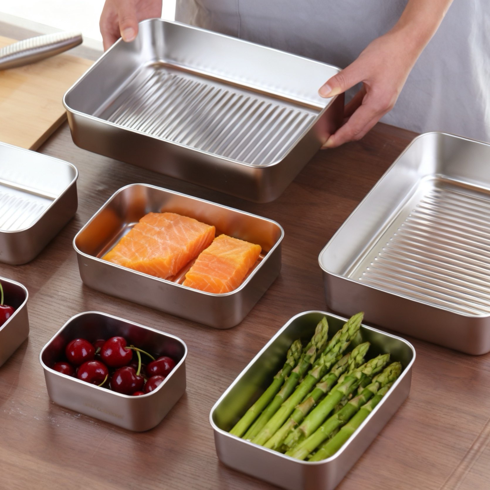 日本EAYU食品级304不锈钢备菜盘火锅配菜盒备餐料理露营烧烤餐盘