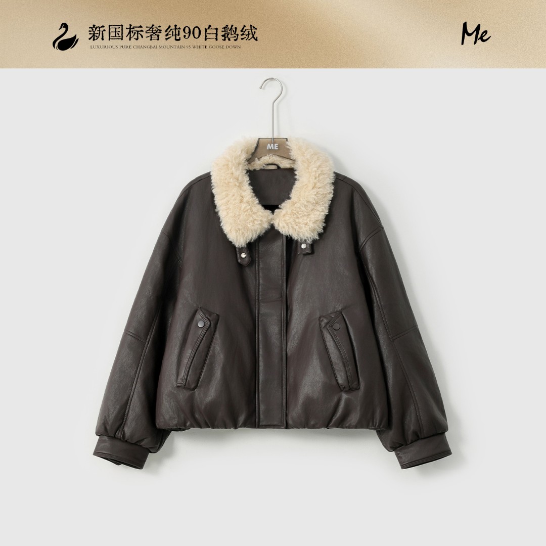 ME【泰迪派克系列魔法鹅绒服】泰迪毛领做旧时尚保暖羽绒服MESA3487