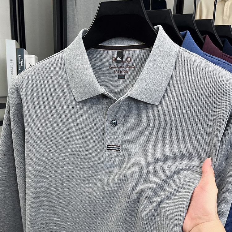 【新疆棉长袖】男士POLO衫秋冬季保暖棉长袖商务休闲纯色宽松上衣