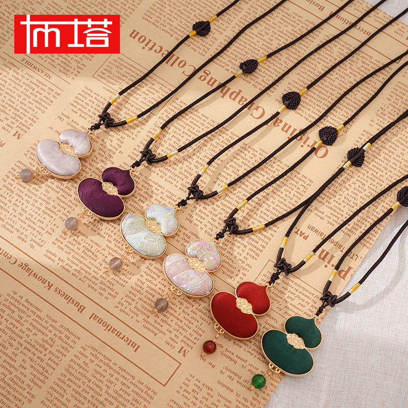 非金属布艺项链 桑蚕丝宋锦民族风毛衣链手链腰链多功能饰品2235