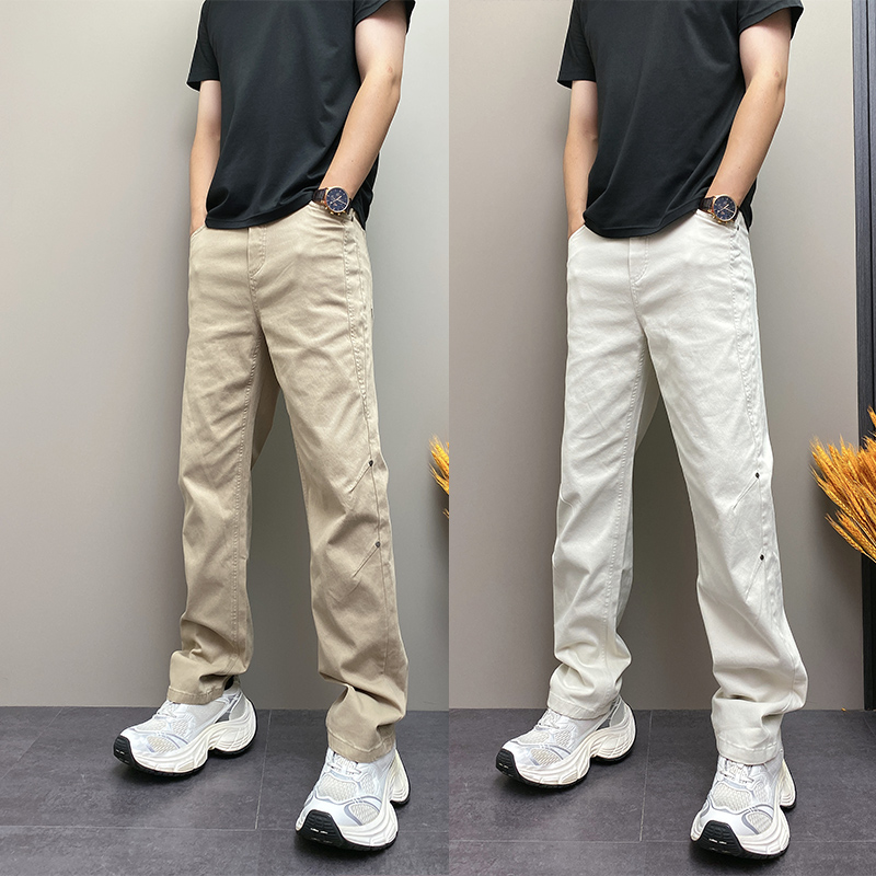 2025秋季高街青年男士休闲裤新款简约纯色潮流时尚百搭宽松直筒裤
