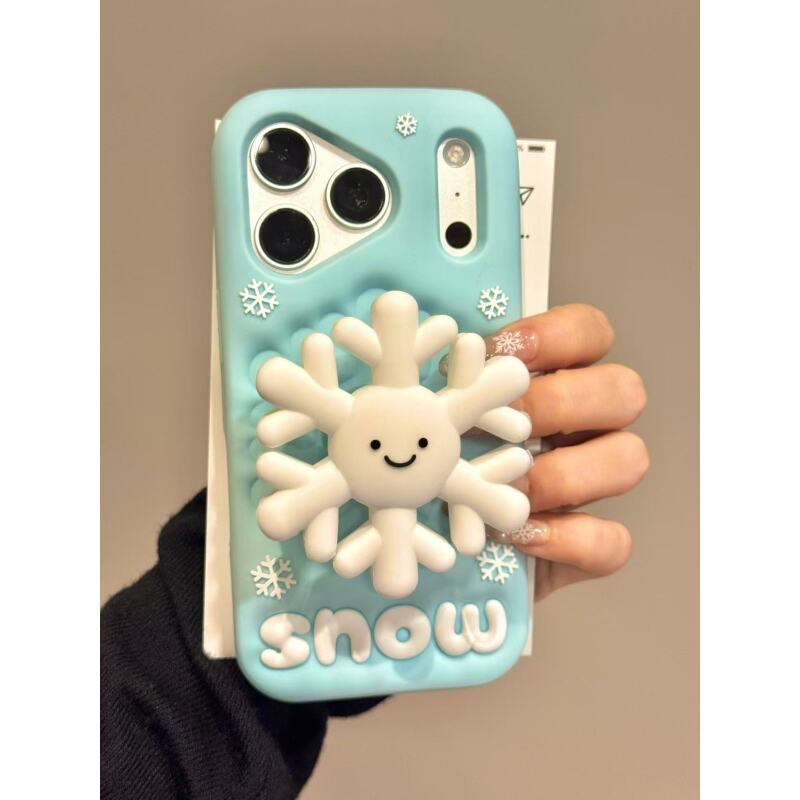软萌可爱硅胶微笑雪花适用于iphone17promax苹果16手机壳15新款14