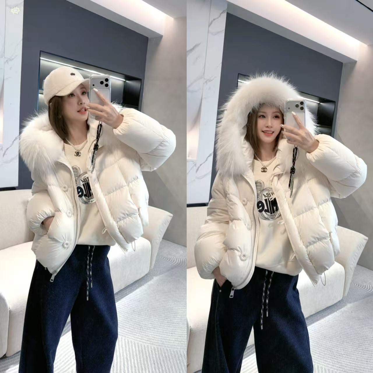 熙薇【​冬日甜芯】2025秋冬新款休闲百搭连帽羽绒服外套H6090