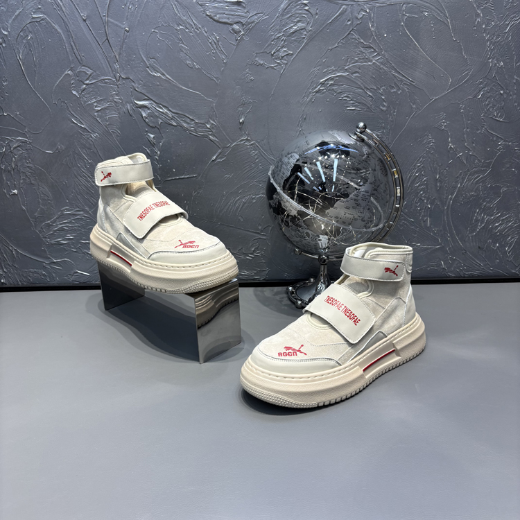 882-19秋季时尚休闲男鞋高帮轻便舒适软底学院风厚底潮流短靴男