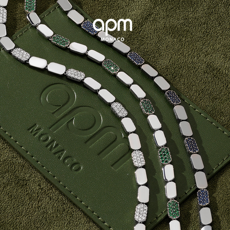 APM Monaco 绿色精致手链小众设计高级感银饰手镯明星同款饰品