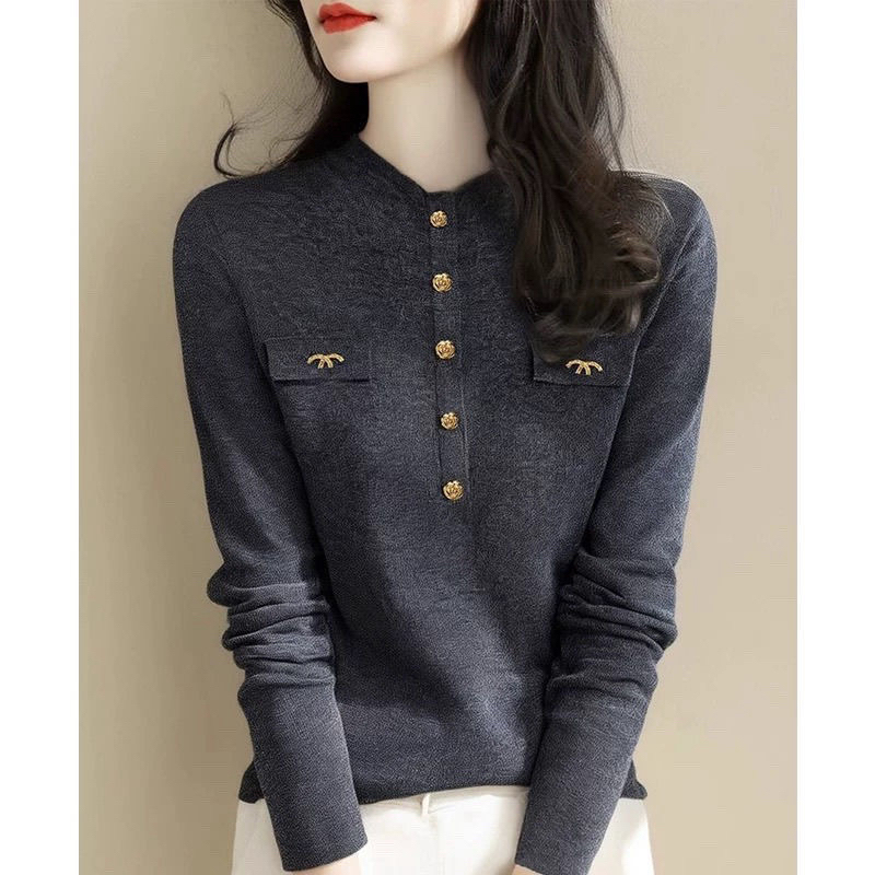 【80-180斤】小众高级感长袖针织衫上衣女秋冬半高领显瘦打底衫毛衣