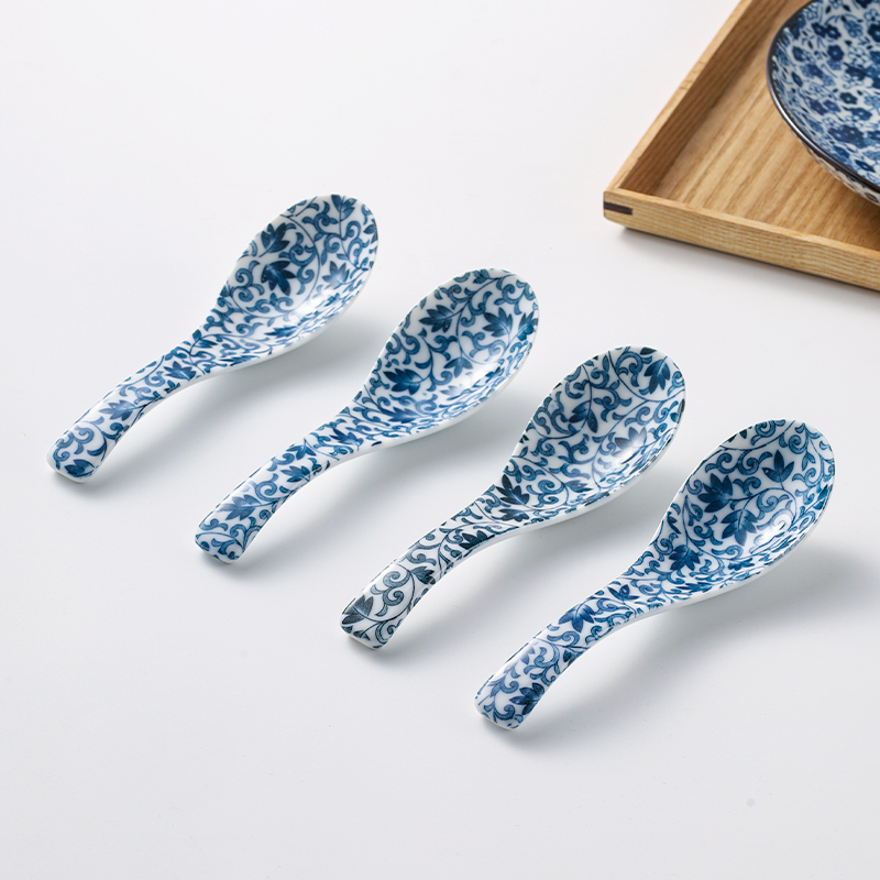 日本进口青花唐草13cm汤勺