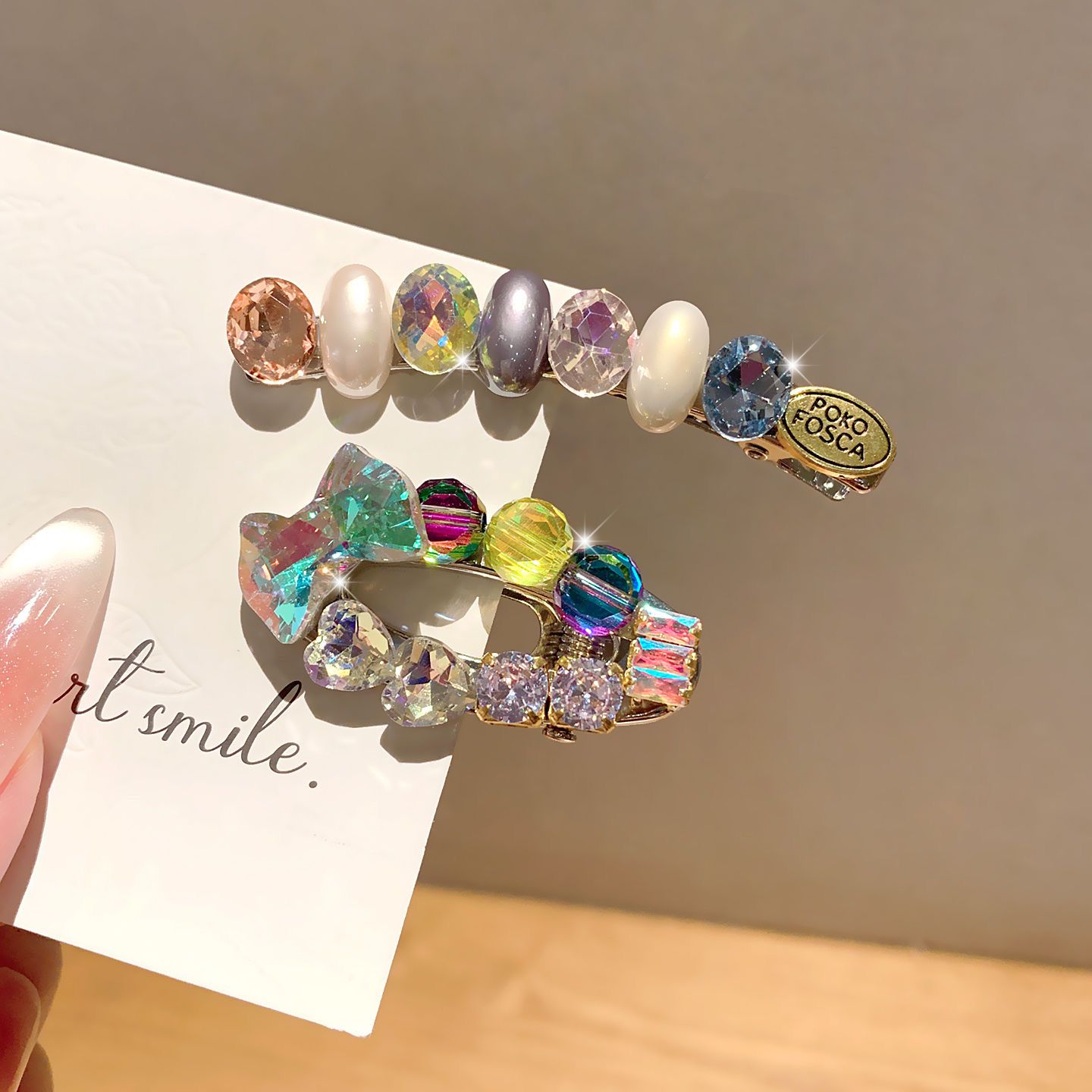 2025新款韩系风彩钻刘海边夹超闪水晶蝴蝶结珍珠一字夹鸭嘴夹发卡