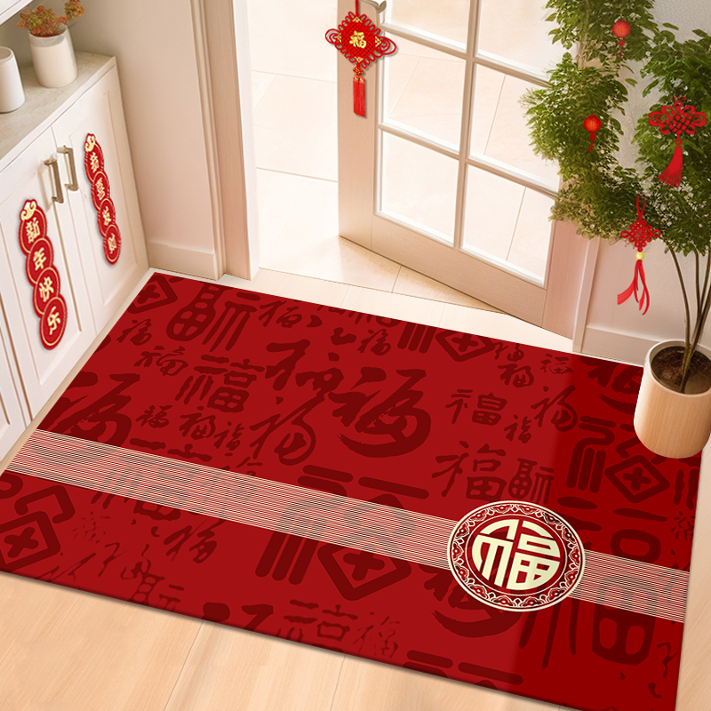 【百福-中式】新年红毯入户门吸水地垫防滑卧室门口防尘速干硅藻泥